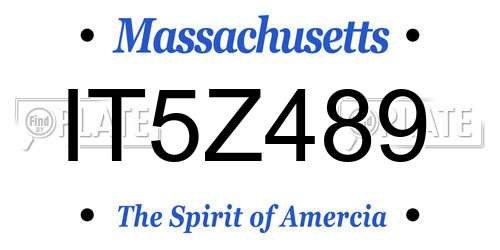 IT5Z489 Massachusetts License Plate