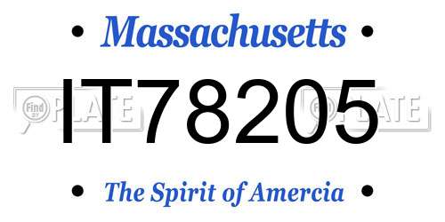 IT78205 Massachusetts License Plate