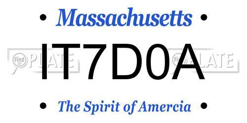 IT7D0A Massachusetts License Plate