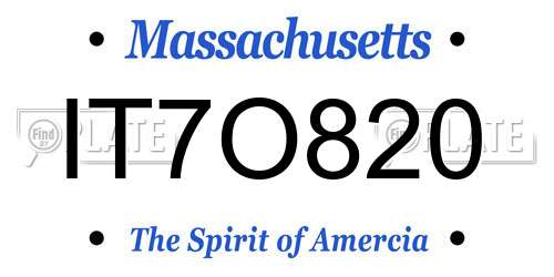 IT7O820 Massachusetts License Plate