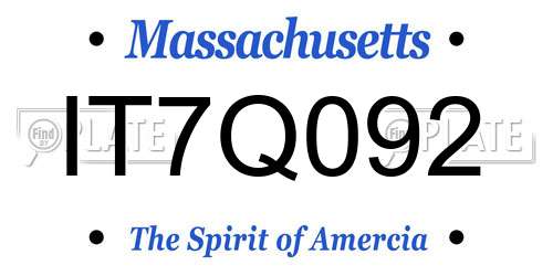 IT7Q092 Massachusetts License Plate