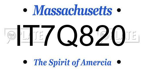 IT7Q820 Massachusetts License Plate
