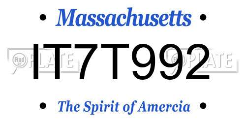 IT7T992 Massachusetts License Plate