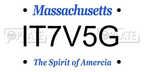 IT7V5G Massachusetts License Plate
