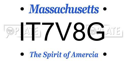 IT7V8G Massachusetts License Plate