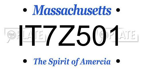 IT7Z501 Massachusetts License Plate