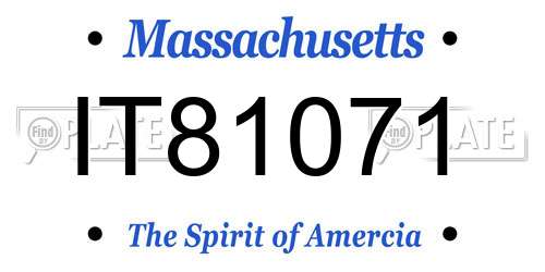 IT81071 Massachusetts License Plate
