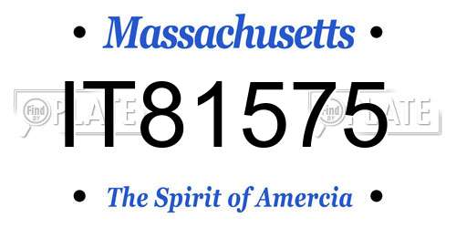 IT81575 Massachusetts License Plate