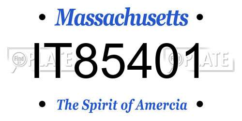 IT85401 Massachusetts License Plate