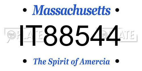 IT88544 Massachusetts License Plate
