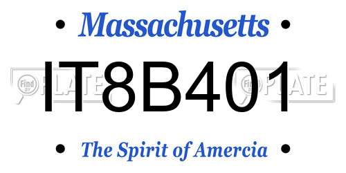 IT8B401 Massachusetts License Plate
