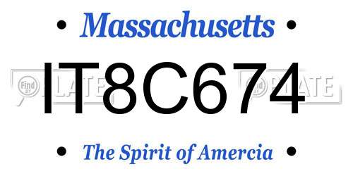 IT8C674 Massachusetts License Plate