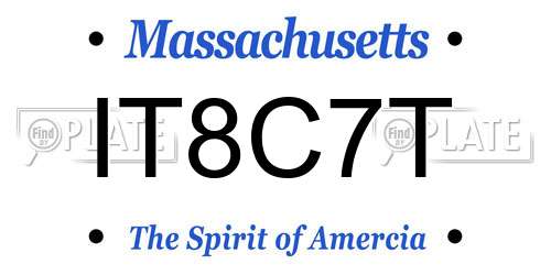 IT8C7T Massachusetts License Plate