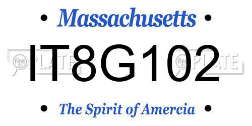IT8G102 Massachusetts License Plate