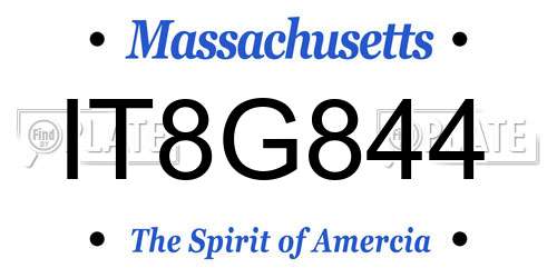 IT8G844 Massachusetts License Plate