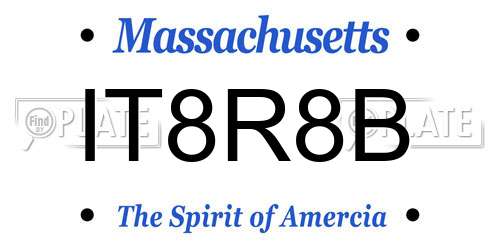 IT8R8B Massachusetts License Plate