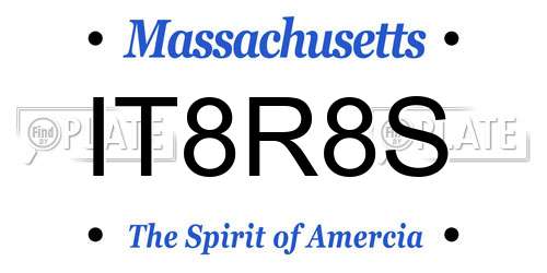 IT8R8S Massachusetts License Plate