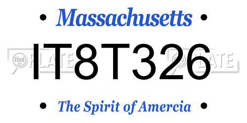 IT8T326 Massachusetts License Plate