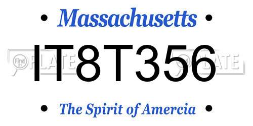 IT8T356 Massachusetts License Plate
