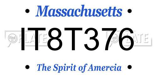 IT8T376 Massachusetts License Plate