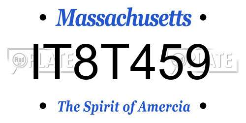 IT8T459 Massachusetts License Plate