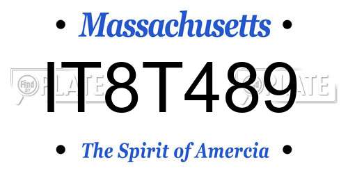 IT8T489 Massachusetts License Plate
