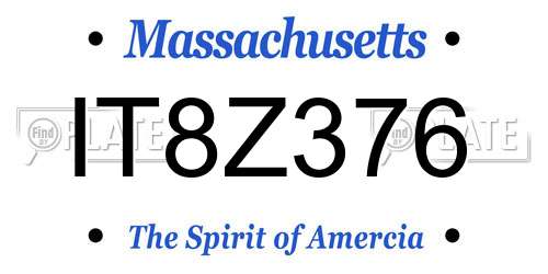 IT8Z376 Massachusetts License Plate