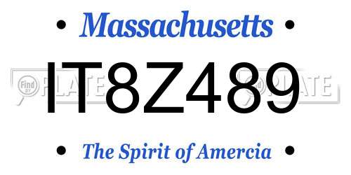 IT8Z489 Massachusetts License Plate