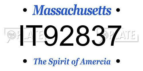 IT92837 Massachusetts License Plate