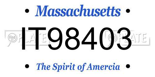IT98403 Massachusetts License Plate
