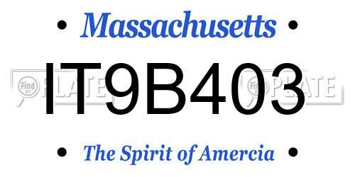 IT9B403 Massachusetts License Plate