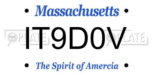 IT9D0V Massachusetts License Plate