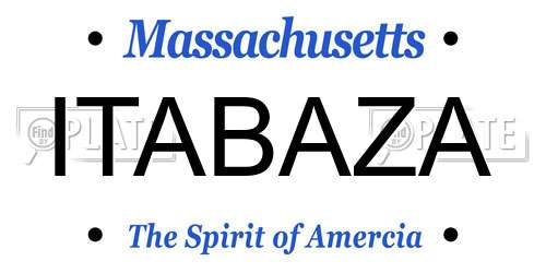 ITABAZA Massachusetts License Plate
