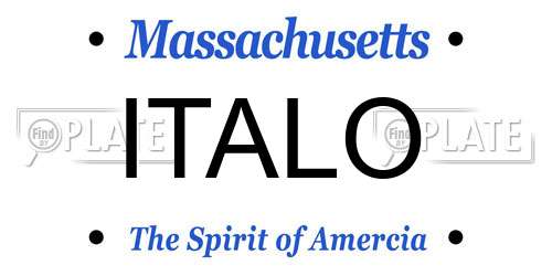 ITALO Massachusetts License Plate