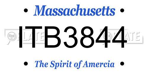 ITB3844 Massachusetts License Plate