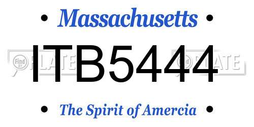ITB5444 Massachusetts License Plate