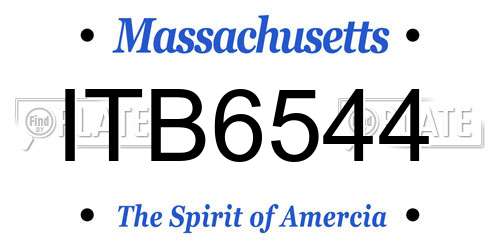 ITB6544 Massachusetts License Plate