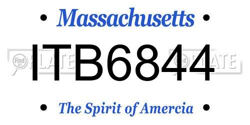 ITB6844 Massachusetts License Plate