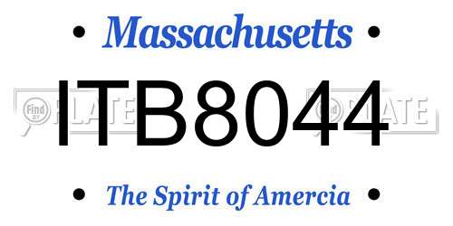 ITB8044 Massachusetts License Plate