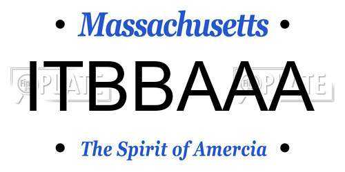 ITBBAAA Massachusetts License Plate