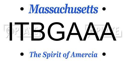 ITBGAAA Massachusetts License Plate