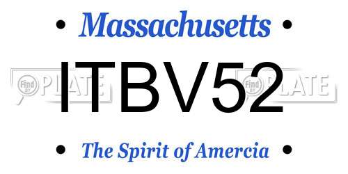 ITBV52 Massachusetts License Plate