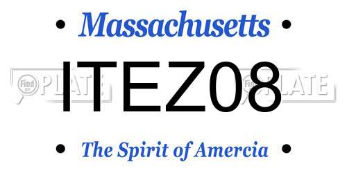 ITEZ08 Massachusetts License Plate