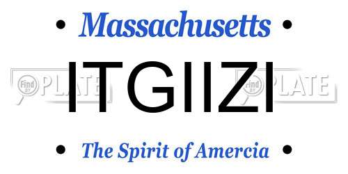 ITGIIZI Massachusetts License Plate