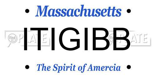 ITIGIBB Massachusetts License Plate