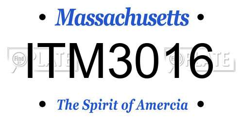 ITM3016 Massachusetts License Plate