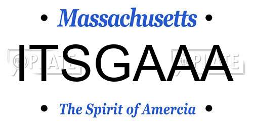 ITSGAAA Massachusetts License Plate