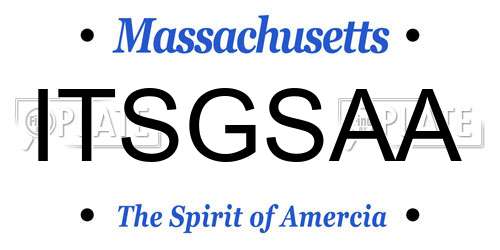 ITSGSAA Massachusetts License Plate