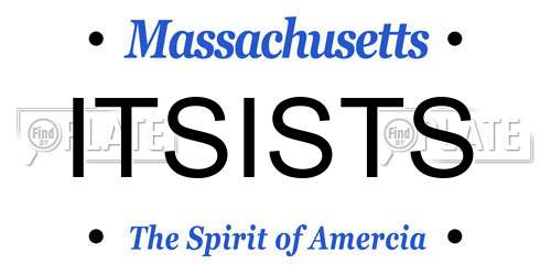 ITSISTS Massachusetts License Plate