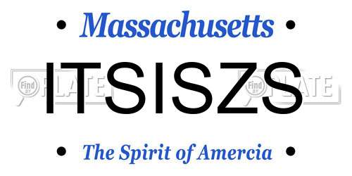 ITSISZS Massachusetts License Plate